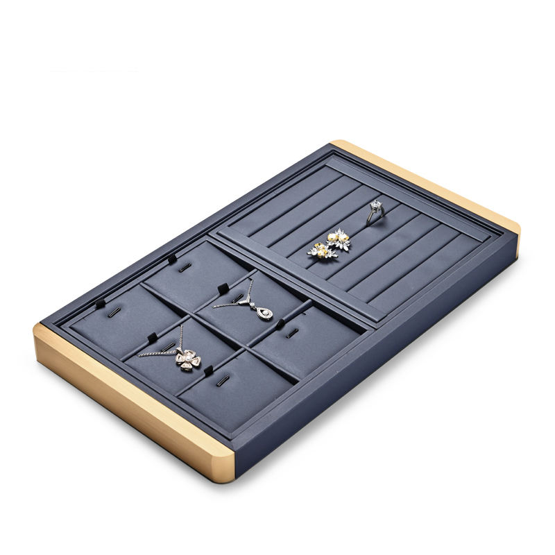 Fanxi Fashion Luxury Blue Color Pu Leather Jewelry Free Combine Display Tray for Ring Necklace