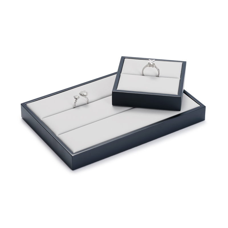 Fanxi New Luxury Gray PU Leather Jewelry Display Tray for Ring Pendant Bangle Necklace