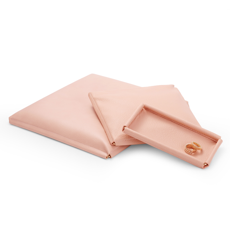 Fanxi China Custom New Arrival Pink Pu Leather Jewelry Displays Ring Earrings Necklace Bracelet Jewelry Show Trays