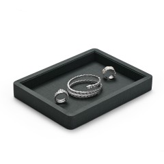 Fanxi Custom Logo Gray And Black Jewellery Display Tray For Ring Earrings Necklace Bracelet Pu Leather Jewelry Exhibitor Tray