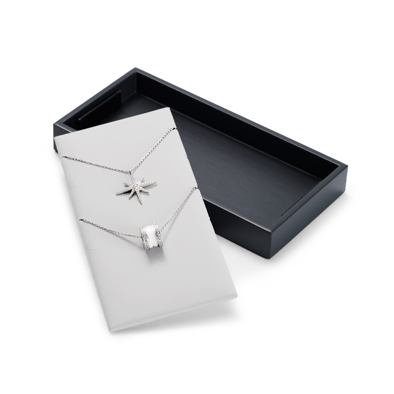 Fanxi New Luxury Gray PU Leather Jewelry Display Tray for Ring Pendant Bangle Necklace