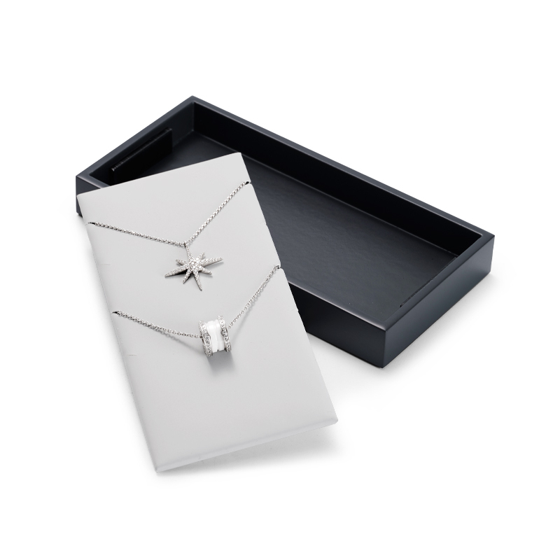 Fanxi New Luxury Gray PU Leather Jewelry Display Tray for Ring Pendant Bangle Necklace
