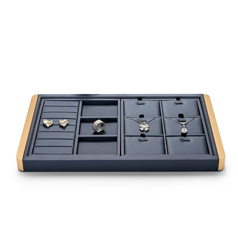 Fanxi Fashion Luxury Blue Color Pu Leather Jewelry Free Combine Display Tray for Ring Necklace