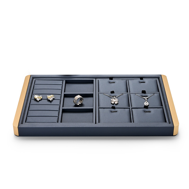 Fanxi Fashion Luxury Blue Color Pu Leather Jewelry Free Combine Display Tray for Ring Necklace