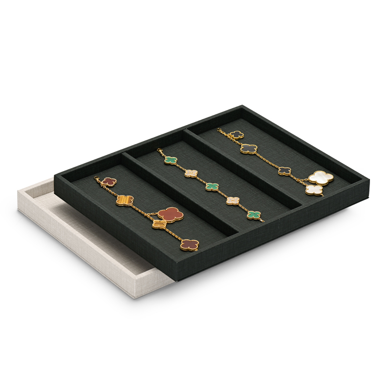 Fanxi New Product Customized Design Jewelry Pu Leather Display Tray Gold Rings Necklaces Holder Plated Jewelry