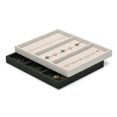 Fanxi New Product Customized Design Jewelry Pu Leather Display Tray Gold Rings Necklaces Holder Plated Jewelry