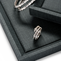 Fanxi OEM Custom Wholesale Classic Dark Grey Pu Leather Jewelry Displays Ring Earrings Pendant Bangle Necklace Jewelry Trays