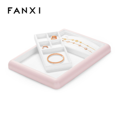 Fanxi Jewelry Customize Colour Multi-function Pu Leather Jewellery Display Tray With Microfiber Inside For Ring Pendant Bangle