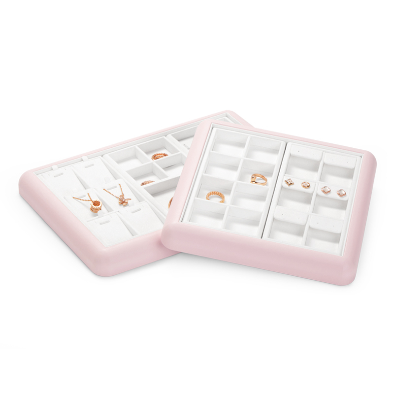 Fanxi Jewelry Customize Colour Multi-function Pu Leather Jewellery Display Tray With Microfiber Inside For Ring Pendant Bangle