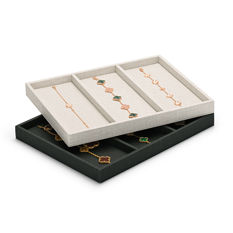 Fanxi New Product Customized Design Jewelry Pu Leather Display Tray Gold Rings Necklaces Holder Plated Jewelry