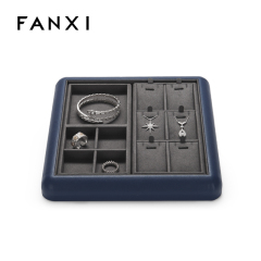 Fanxi New Arrival Luxury Pu Leather Microfiber Combination Jewelry Display Tray For Ring Pendant Bangle Necklace