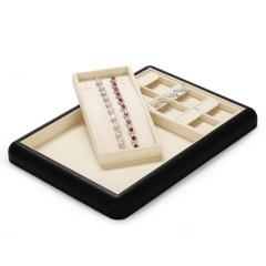 Fanxi New Luxury Pu Leather Microfiber Jewelry Display Tray For Ring Pendant Bangle Necklace