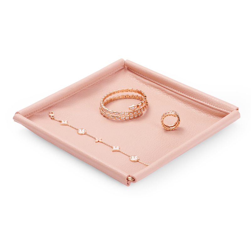 Fanxi China Custom New Arrival Pink Pu Leather Jewelry Displays Ring Earrings Necklace Bracelet Jewelry Show Trays