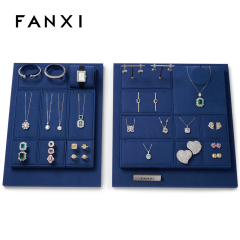 China Manufacturer 2023 Fanxi New Arrival Blue Color Counter Jewelry Display Set for Various Jewellery