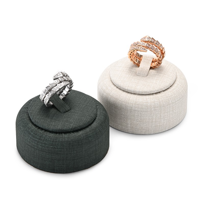 FANXI New Custom Beige gray PU Leather Ring Display Stand For Jewelry Store Shop Window