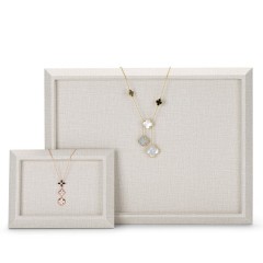 Fanxi Wholesale New Beige Pu Leather And Microfiber Jewelry Plate Ring Earrings Necklace Bangle Jewelry Showcase Display Tray