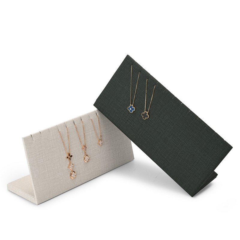 FANXI Factory Custom New Jewelry Shop Counter Display Beige PU Leather Jewelry Display Stand Earrings Pendant Jewellery Displays