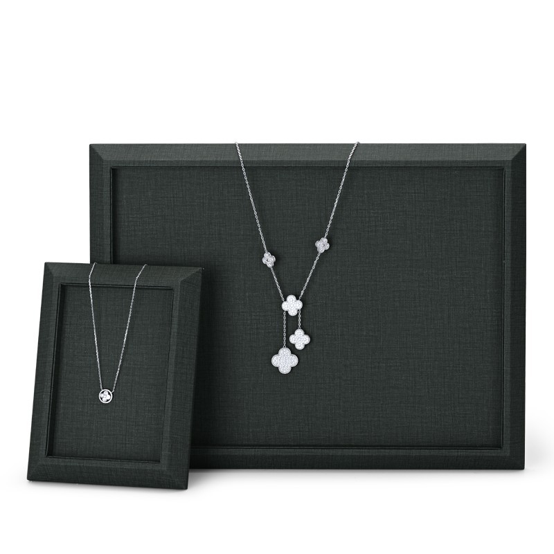 Fanxi Oem Custom Wholesale Classic Dark Grey Pu Leather Jewelry Displays Ring Earrings Pendant Bangle Watch Jewelry Trays