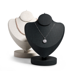 Fanxi Custom Wholesale Creamy White Pu Leather Necklace Bust For Jewelry Store Shop Window Delicate Small Necklace Display Stand