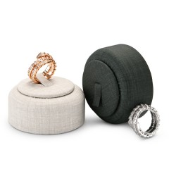 FANXI New Custom Beige gray PU Leather Ring Display Stand For Jewelry Store Shop Window