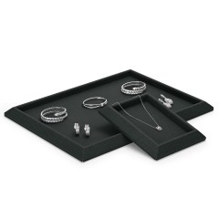 Fanxi Oem Custom Wholesale Classic Dark Grey Pu Leather Jewelry Displays Ring Earrings Pendant Bangle Watch Jewelry Trays