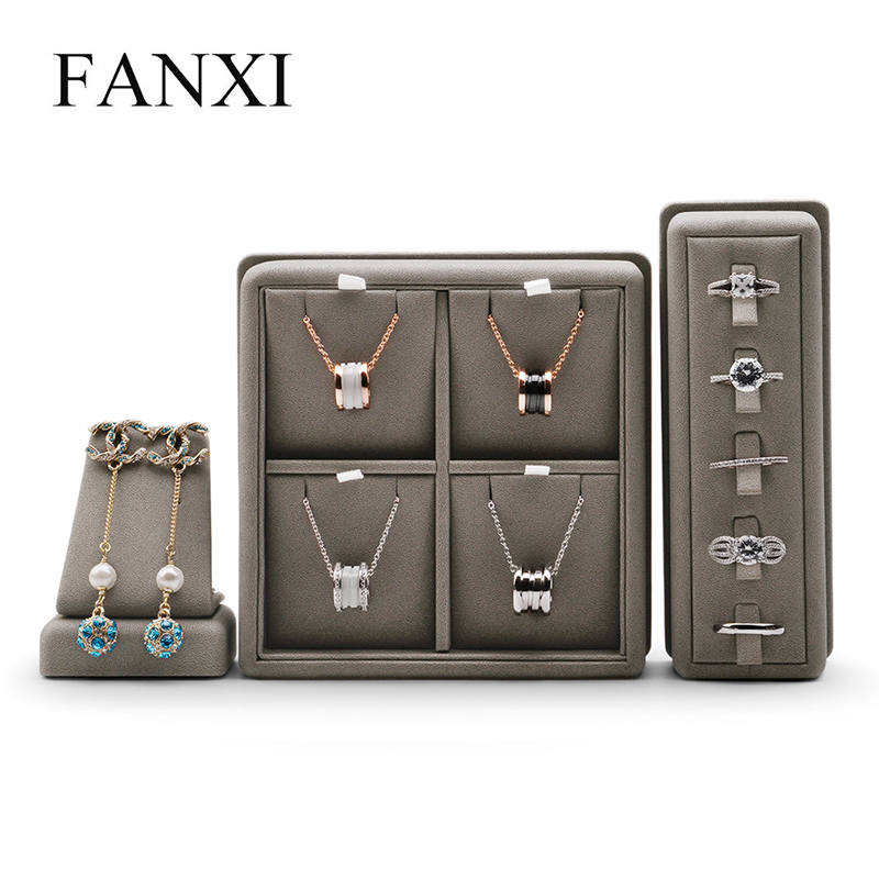 FANXI High End Self-design Custom Jewelry Display Made By Leather Jewellery Used For Ring Earring Pendant