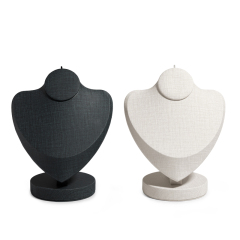 Fanxi Custom Wholesale Creamy White Pu Leather Necklace Bust For Jewelry Store Shop Window Delicate Small Necklace Display Stand