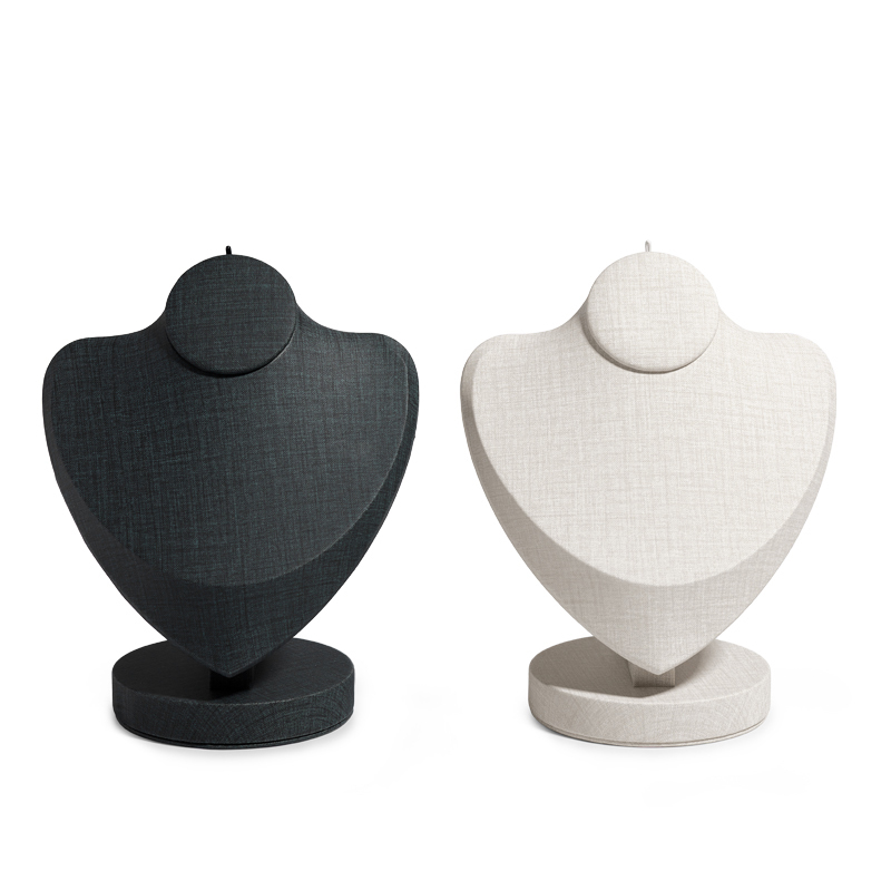 Fanxi Custom Wholesale Creamy White Pu Leather Necklace Bust For Jewelry Store Shop Window Delicate Small Necklace Display Stand