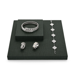 FANXI China Wholesale Custom Green PU leather Square Jewelry Trays Earrings Ring Bangle Necklace Display Jewelry Display Stands
