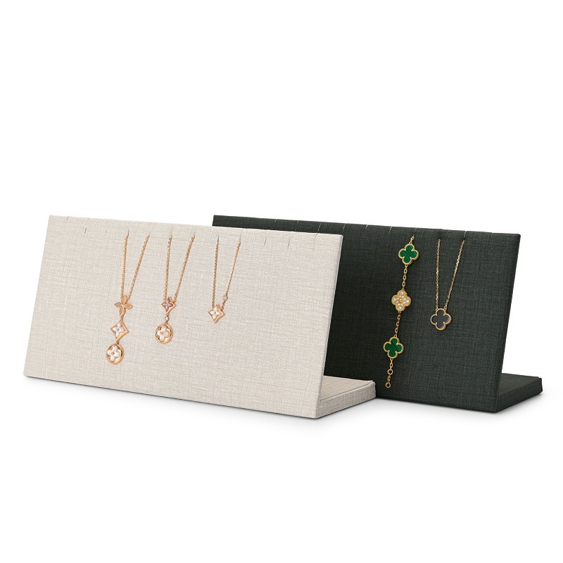 FANXI Factory Custom New Jewelry Shop Counter Display Beige PU Leather Jewelry Display Stand Earrings Pendant Jewellery Displays