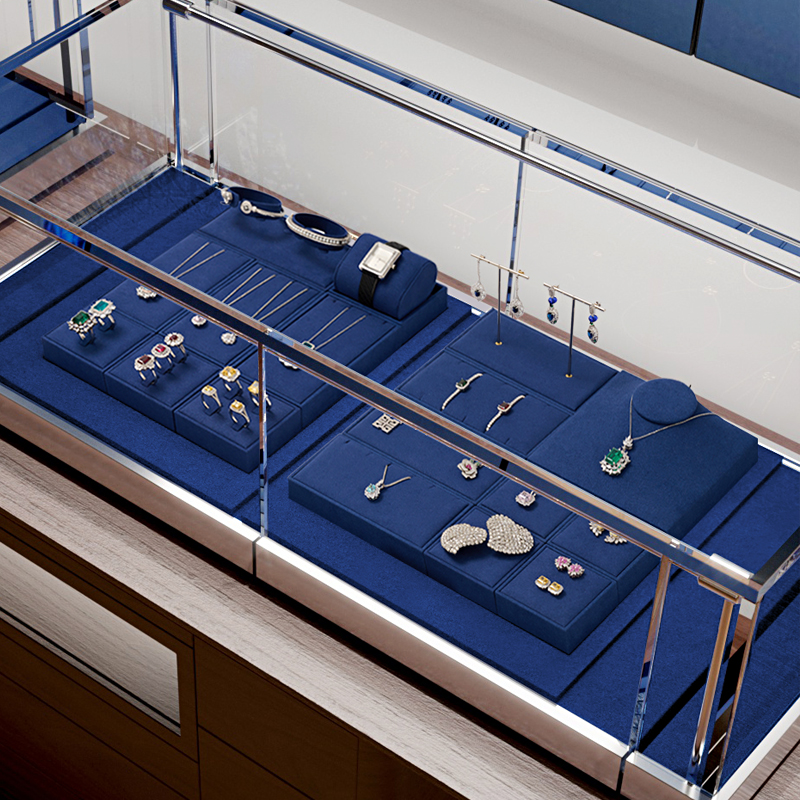 China Manufacturer 2023 Fanxi New Arrival Blue Color Counter Jewelry Display Set for Various Jewellery