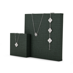 FANXI China Wholesale Custom Green PU leather Square Jewelry Trays Earrings Ring Bangle Necklace Display Jewelry Display Stands