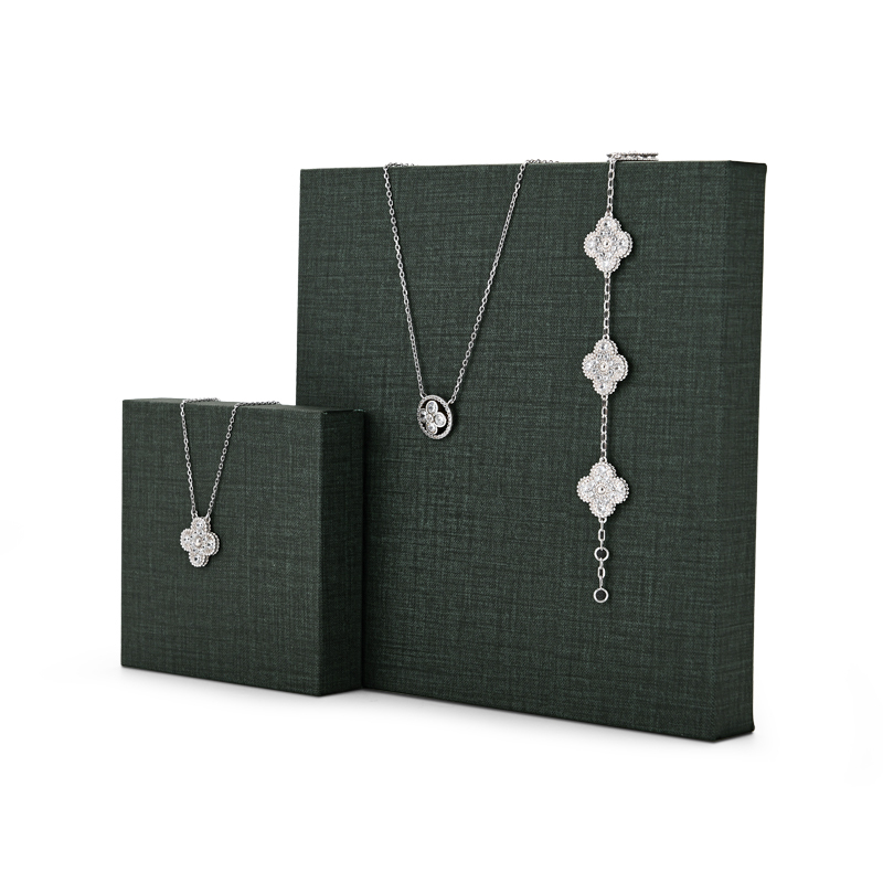 FANXI China Wholesale Custom Green PU leather Square Jewelry Trays Earrings Ring Bangle Necklace Display Jewelry Display Stands