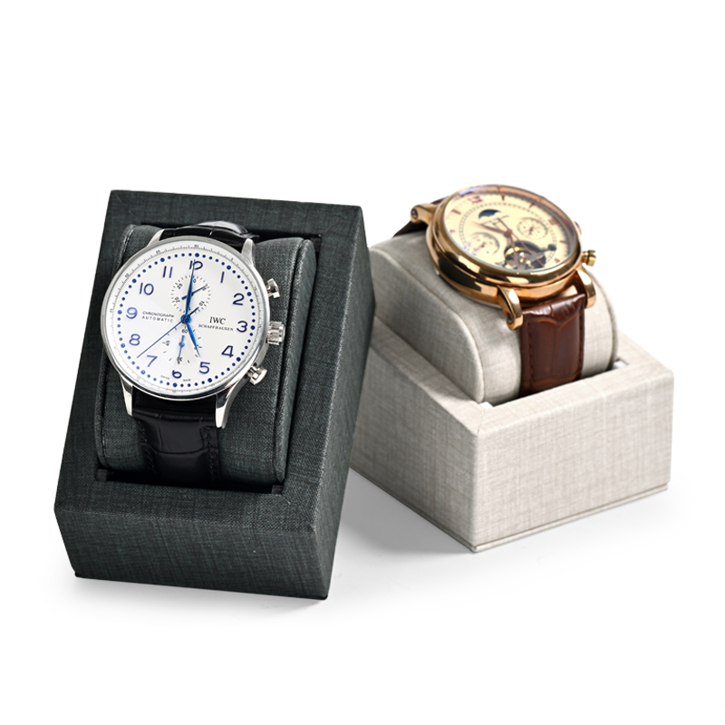 Fanxi Hot Sale Black Pu Leather Watch Display Different Size For Men Watch Stand With Custom Logo And Design