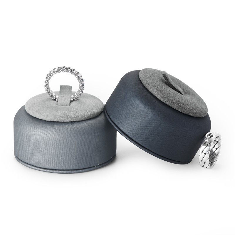 FANXI Wholesale Custom Grey PU Leather Jewelry Display Stand Ring Holder for Jewellry Store