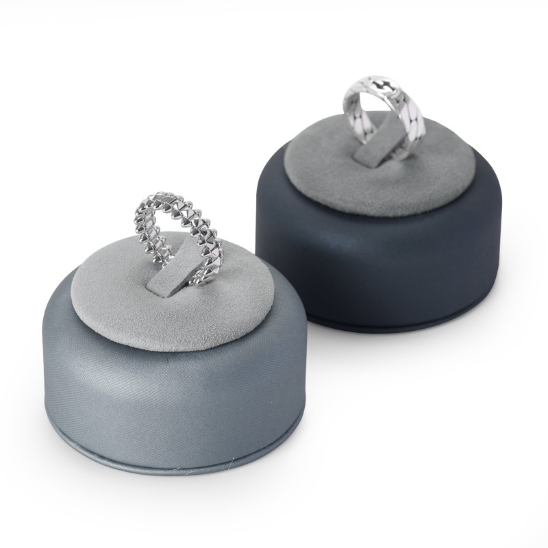FANXI Wholesale Custom Grey PU Leather Jewelry Display Stand Ring Holder for Jewellry Store