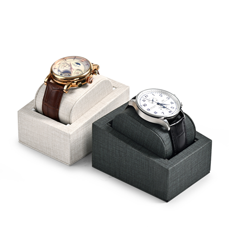 Fanxi Hot Sale Black Pu Leather Watch Display Different Size For Men Watch Stand With Custom Logo And Design