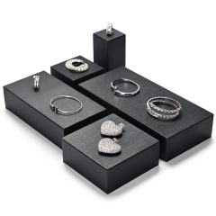 Fanxi New Arrival Jewelry Stand Pu Leather Luxury Ring Earring Necklace Jewellery Display Cabinet Cube Plate Showcase Set
