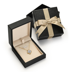 FANXI Wholesale Factory Jewelry Boxes with Silk Ribbon PU Leaher Ring Necklace Bracelet Gift Plastic Box Jewelry Packaging with Outer Box
