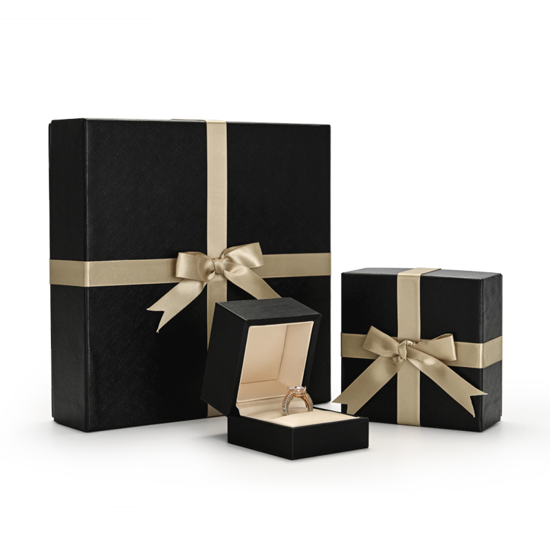 FANXI Wholesale Factory Jewelry Boxes with Silk Ribbon PU Leaher Ring Necklace Bracelet Gift Plastic Box Jewelry Packaging with Outer Box