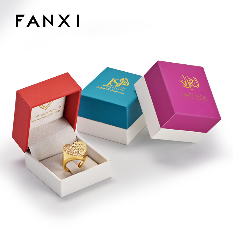 FANXI New Custom Luxury Jewellery Packaging Box Ring Earring Necklace Colorful Leatherette Paper Jewelry Packing Gift Boxes