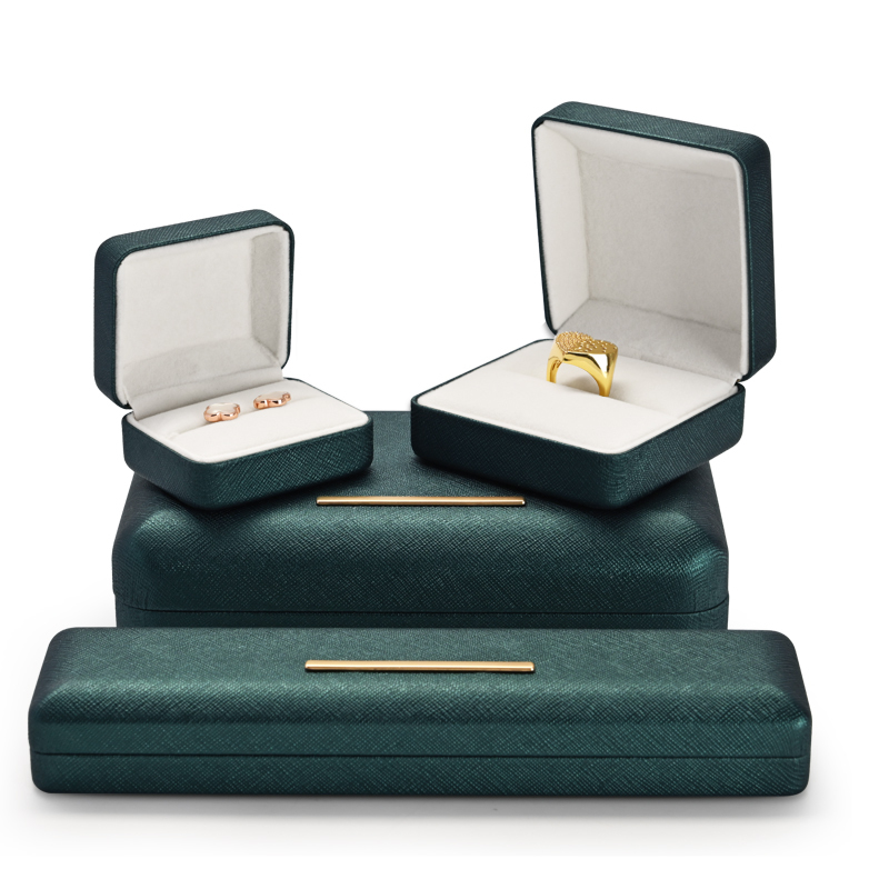 Fanxi New Arrival Green Pu Leather Jewelry Boxes For Ring Earrings Bracelet Necklace Jewelry Gift Box Packaging Set