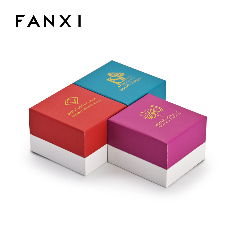 FANXI New Custom Luxury Jewellery Packaging Box Ring Earring Necklace Colorful Leatherette Paper Jewelry Packing Gift Boxes
