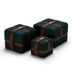 Fanxi Custom Logo Luxury Double Open Jewelry Box Microfiber With Brown Belt For Ring Earring Necklace Packaging Boxes