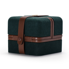 Fanxi Custom Logo Luxury Double Open Jewelry Box Microfiber With Brown Belt For Ring Earring Necklace Packaging Boxes