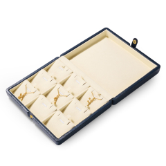 FANXI New Blue Leather Microfiber Jewelry Packaging Box For Earring Pendant Storage Case