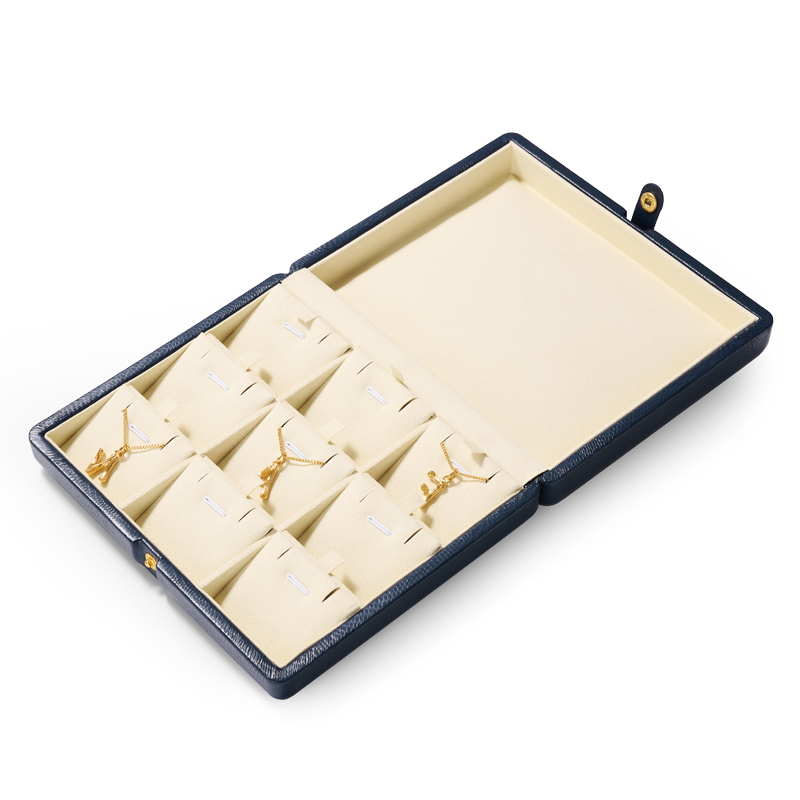 FANXI New Blue Leather Microfiber Jewelry Packaging Box For Earring Pendant Storage Case