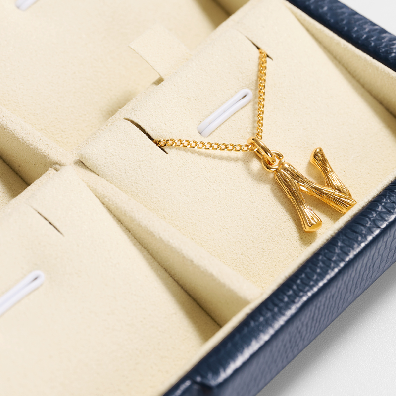 FANXI New Blue Leather Microfiber Jewelry Packaging Box For Earring Pendant Storage Case