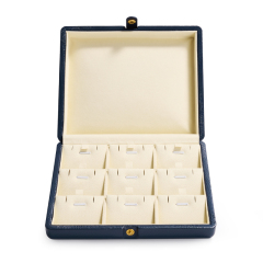 FANXI New Blue Leather Microfiber Jewelry Packaging Box For Earring Pendant Storage Case
