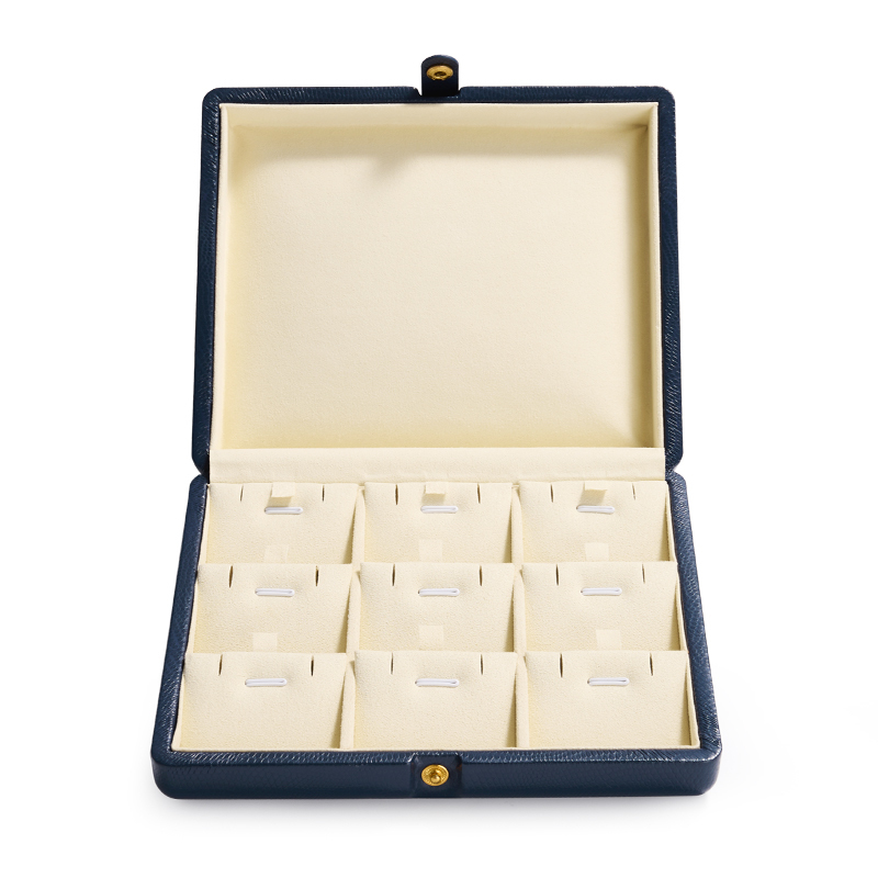 FANXI New Blue Leather Microfiber Jewelry Packaging Box For Earring Pendant Storage Case